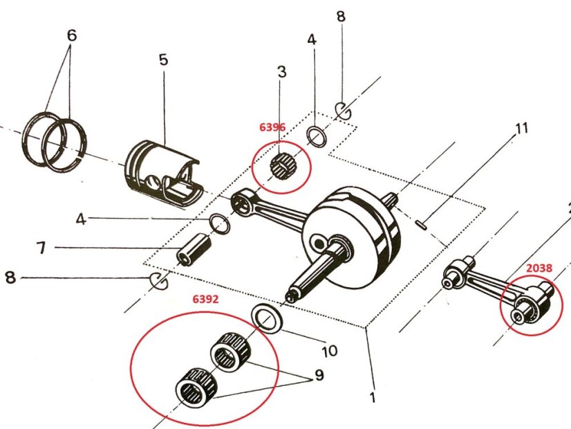 Nadellager der Pleuelstange - unten - Babetta 210