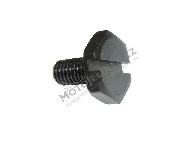 Screw of sprocket wheel with groove, BLACK - ČZ 125 B,T