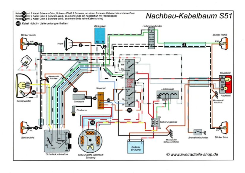 Elektrische Anlage (mit Blinkern), (DE/IFA) - Simson S50, S51, S70