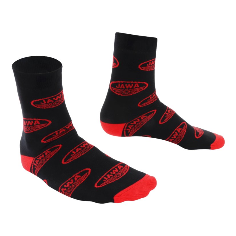 Socken für echte Motorradfahrer (42-46), SCHWARZ - Rote JAWA-Logos