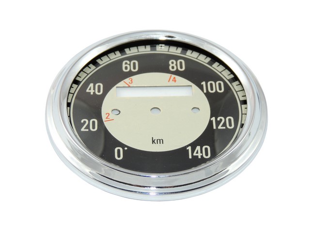 Glas + Tachometerrahmen 140 km/h, SCHWARZ - JAWA, ČZ