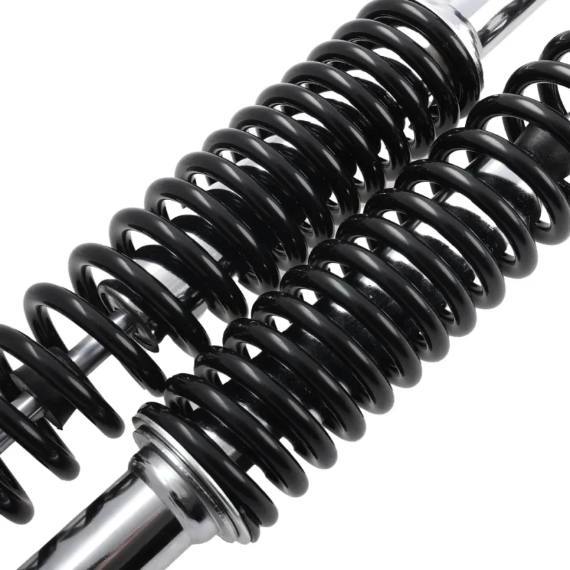 Zadné tlmiče 325 mm / 8/8 mm, CHRÓM / ČIERNE, sada 2 ks (DELUX) – JAWA 50