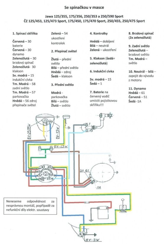 Elektrische Anlage (Schalter im Lampengehäuse) - JAWA-ČZ, 350/354 Kývačka