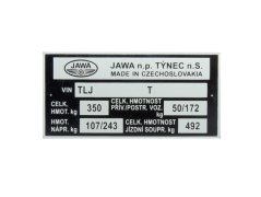 Štítek typový - JAWA 350 634-640