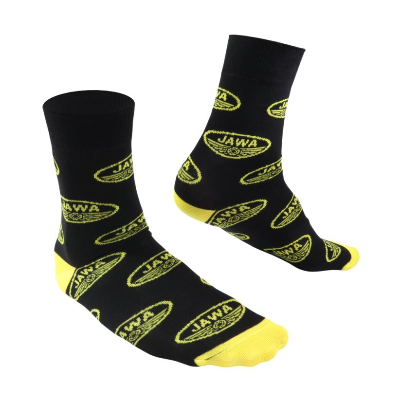 Socken für den echten Motorradfahrer (42-46), SCHWARZ - Gelbe JAWA-Logos