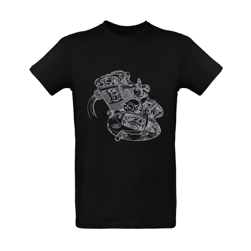 T-Shirt (M), Schwarz - Motor JAWA 500 OHC