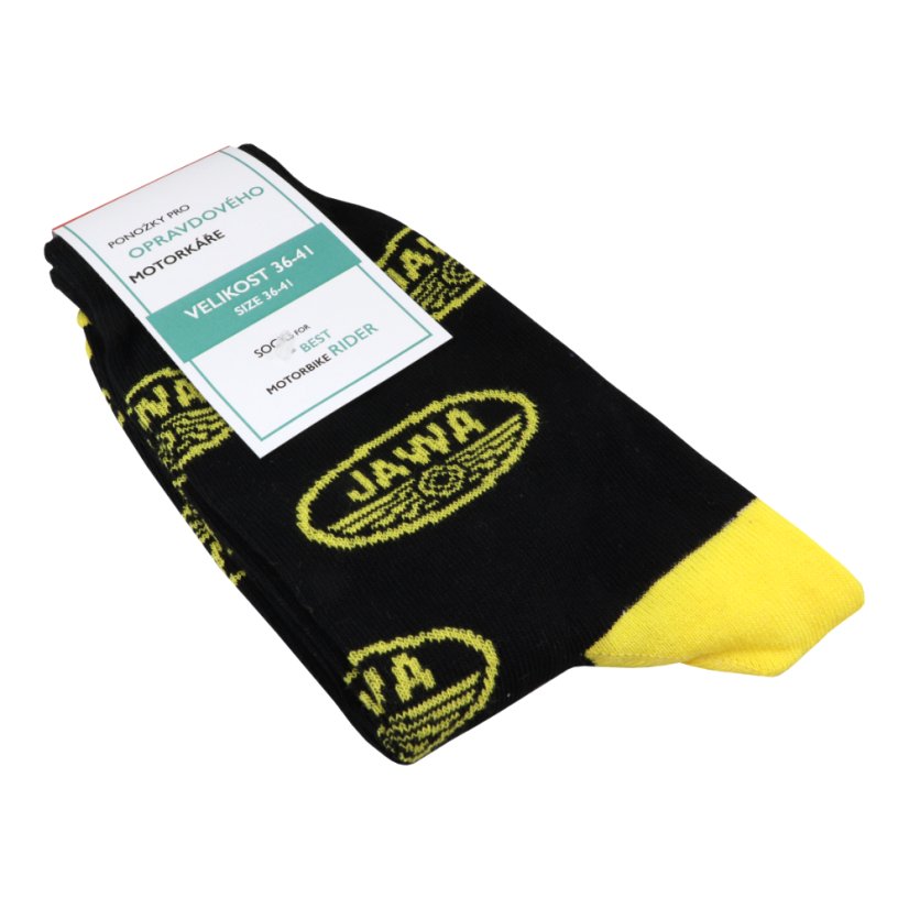 Socken für den echten Motorradfahrer (36-41), SCHWARZ - Gelbe JAWA-Logos