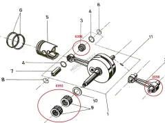 Jehlové ložisko hřídle klikovky - Babetta