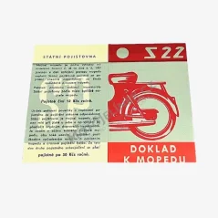 Doklad k mopedu - Stadion S22