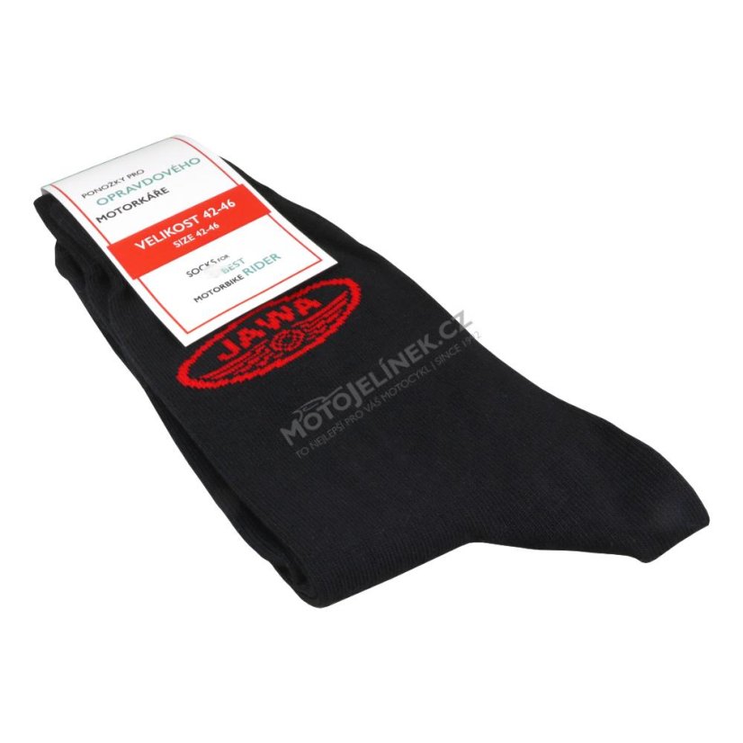 Socken für echte Motorradfahrer (42-46), SCHWARZ - Rotes JAWA-Logo