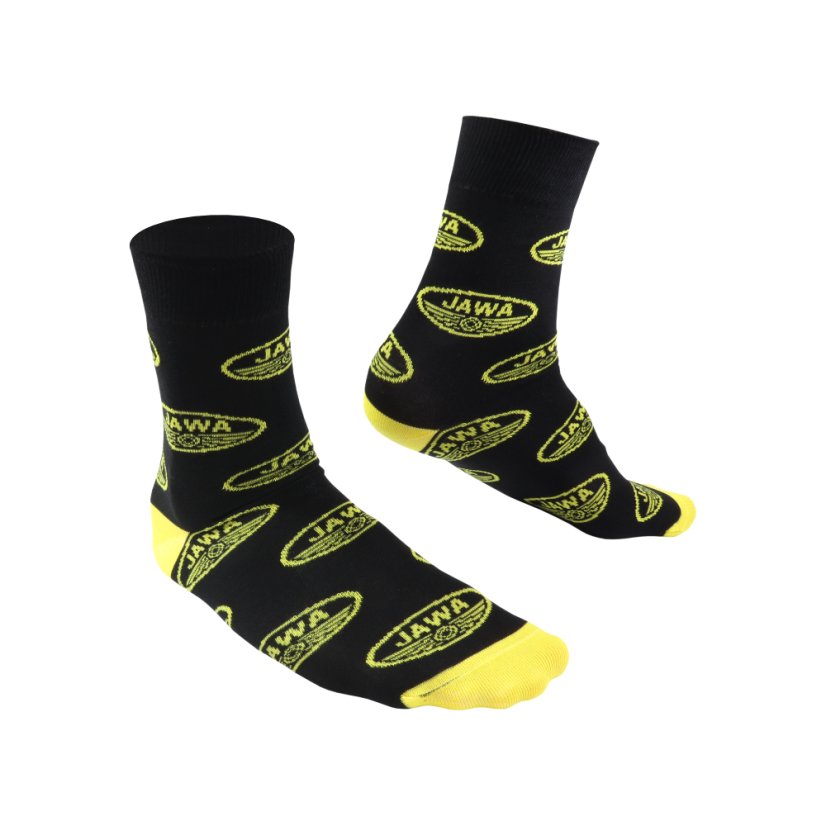 Socken für den echten Motorradfahrer (36-41), SCHWARZ - Gelbe JAWA-Logos