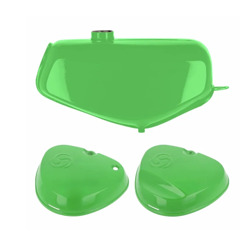 Kraftstofftank mit eckigen Seitenabdeckungen (Satz), HELLGRÜN (MZA) – Simson S51, S70 Enduro