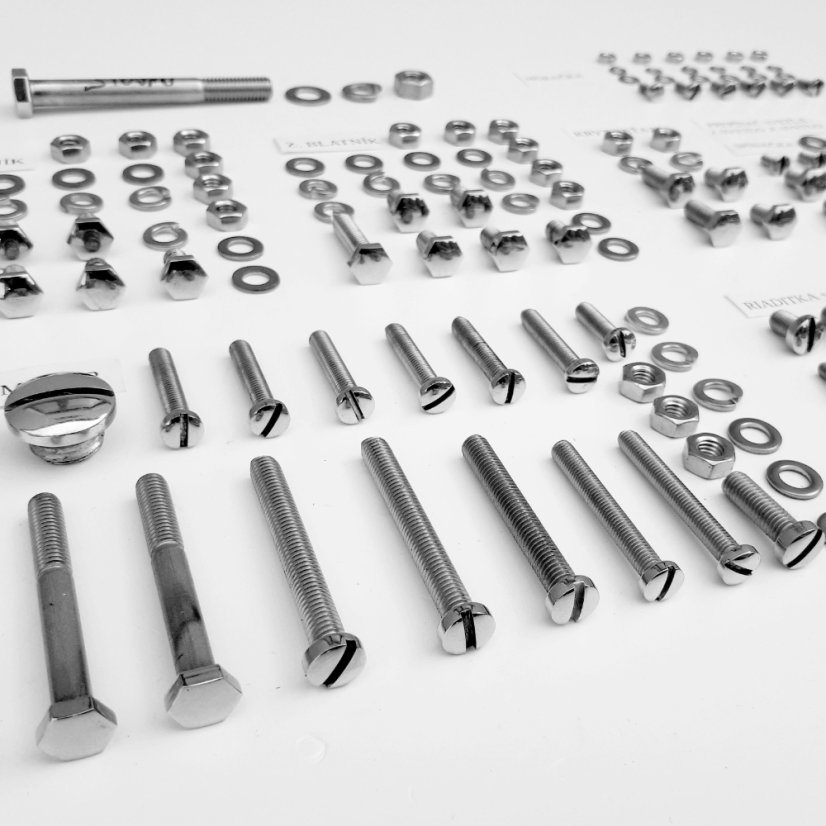 Kompletní sada šroubů, LEŠTĚNÁ NEREZ - JAWA 50 555