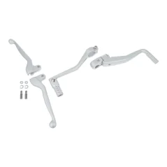 Set aus Lenkerhebeln + Schalt- und Kickstarterhebel, SILBER MATT (MZA) - Simson S51, S53, S70, S83
