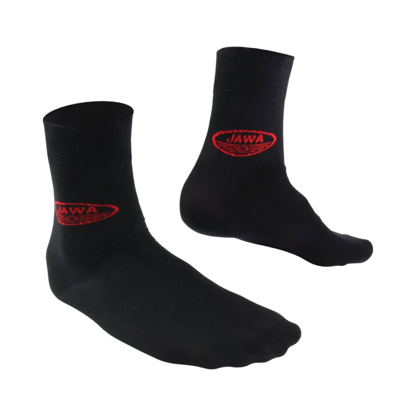 Socken für echte Motorradfahrer (42-46), SCHWARZ - Rotes JAWA-Logo