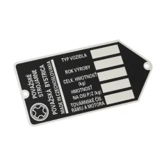 Štítek typový 90x45, tištěný (Povážská Bystrica) - JAWA 50, Babetta, JAWA 90