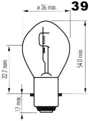 Bulb of headlamp 6V 15/15W (BA20D)