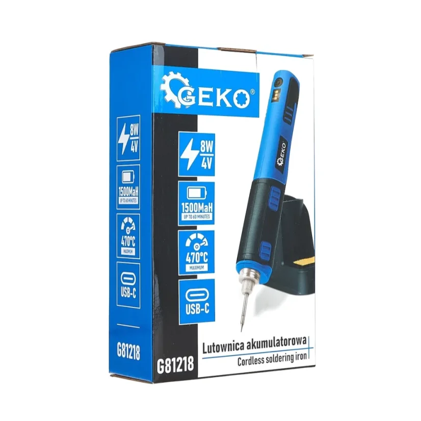 Akumulátorová pájecí pistole, pájka 4V, 8W USB-C 1500 mAh GEKO