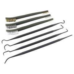 Kartáčky a plastové háčky na číštění (MOSAZ / NEREZ / NYLON), sada 7ks - UNI