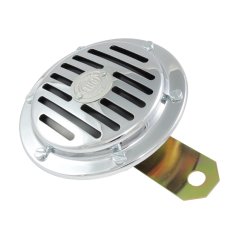 Klakson 6V, CHROM-ČERNÝ (stříbrný štítek PAL) - JAWA,ČZ