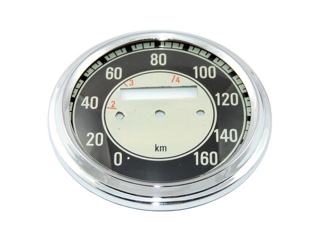 Glas + Tachometerrahmen 160 km/h, SCHWARZ - JAWA 500 OHC