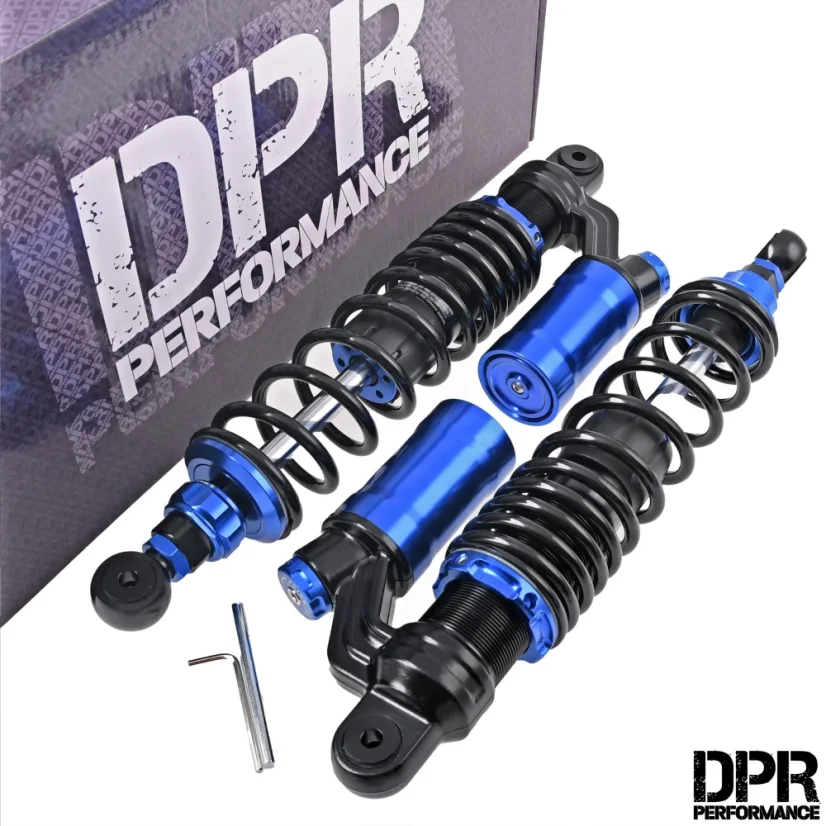 Tlumiče zadní plynové 360 mm, stavitelné, ČERNÉ / MODRÉ, sada 2 ks DPR PERFORMANCE – Simson