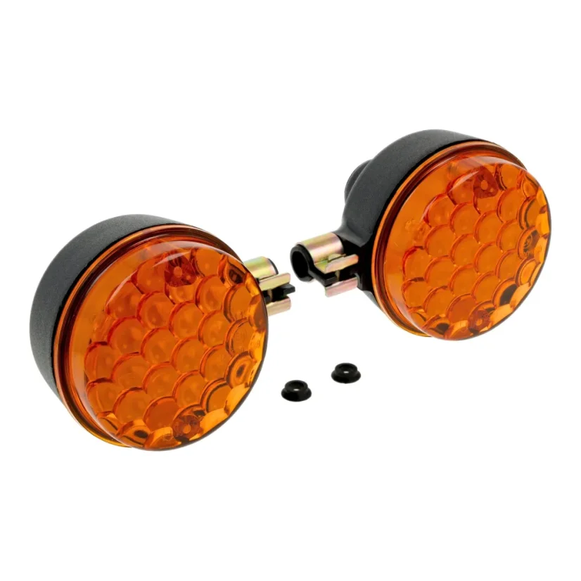 Satz runde LED-Blinker hinten, schwarz/orange (MZA) – Simson S50, S51, S70, SR50, SR80, MZ TS250