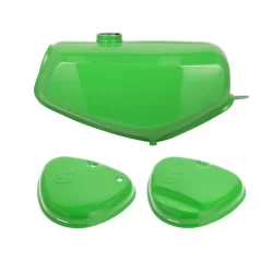 Fuel tank with rounded side covers (set), LIGHT GREEN (MZA) – Simson S51, S70 Enduro