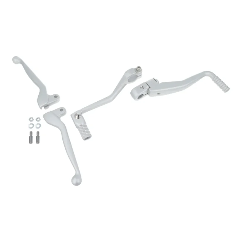 Set aus Lenkerhebeln + Schalt- und Kickstarterhebel, SILBER MATT (MZA) - Simson S51, S53, S70, S83 Set aus Lenkerhebeln + Schalt- und Kickstarterhebel, SILBER MATT (MZA) - Simson S51, S53, S70, S83