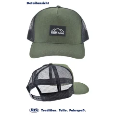 Kšiltovka trucker (zahnutý kšilt), olivově zelená - logo SIMSON
