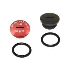 Oil plug set with O-rings BLACK / RED - anodized aluminum, M500-M700 (MZA) - Simson