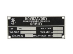 Štítek typový, LEPTANÝ - PAV
