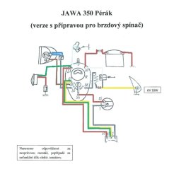 Elektroinstalace - JAWA 350 Pérák (verze s brzdovým spínačem)