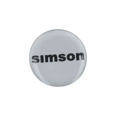 Nálepka na brzdový strmeň SIMSON (3D GEL), STRIEBORNÁ (Ø 28 mm)