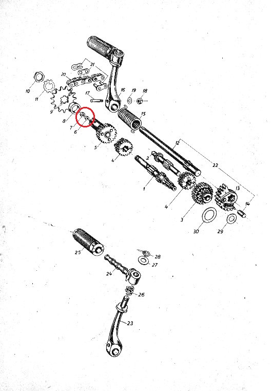 Zátka+těsnění tyčky spojky (sada) - Jawa 50 550-555