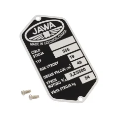 Typenschild 90×45 mit Nieten, gedruckt – JAWA 50 Typ 555