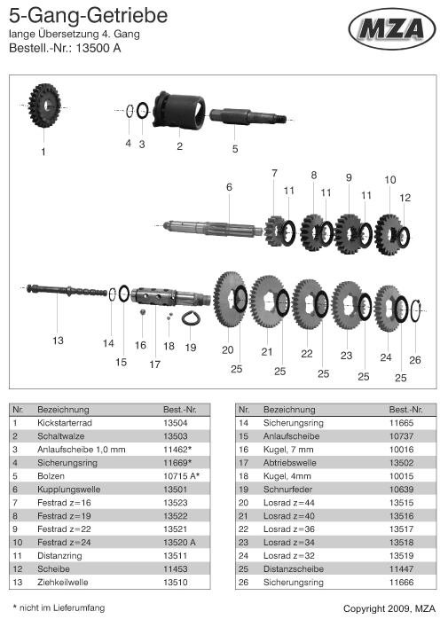 Převodovka (5 rychlostí), DLOUHÝ PŘEVOD 24:32 (MZA) - Simson