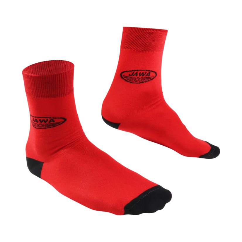 Socken für den echten Motorradfahrer (42-46), ROT - Schwarzes JAWA-Logo