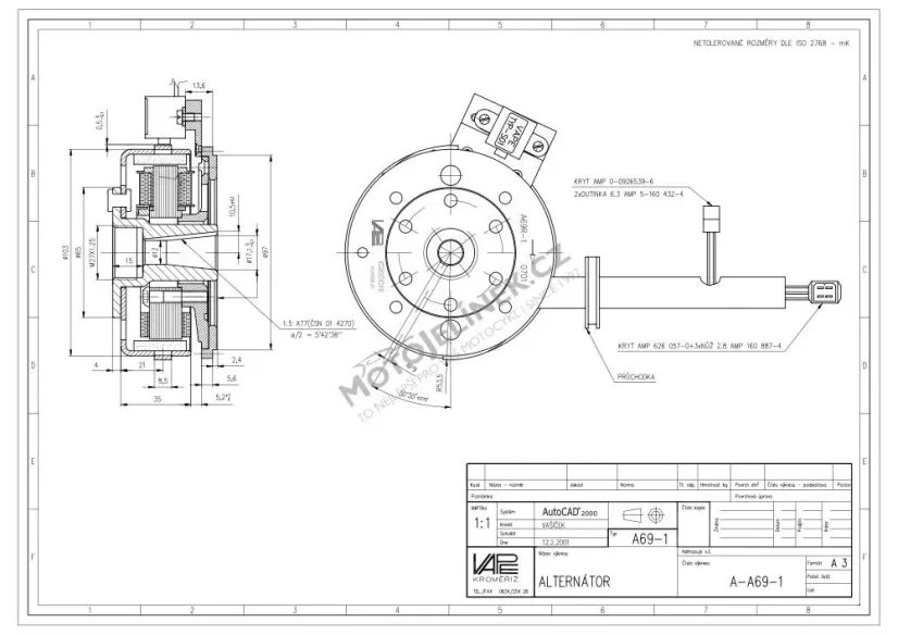 Bezkontaktní zapalování VAPE (SZ14-1) 1-válec / 6V - JAWA, ČZ