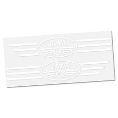 Samolepka nádrže JAWA (Kývačka, Panelka), BÍLÁ (2 ks)