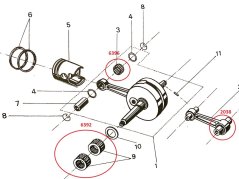 Jehlové ložisko ojnice - spodní - Babetta 210