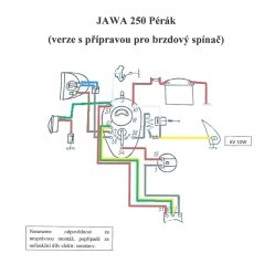 Elektroinstalace - JAWA 250 Pérák (verze s brzdovým spínačem)