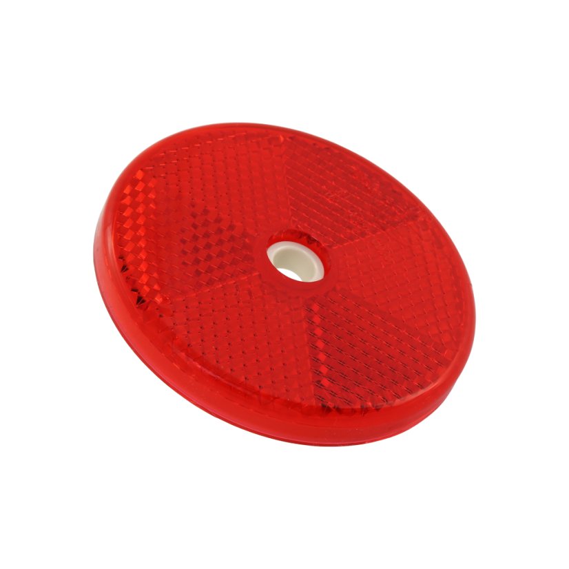 Odrazka 61mm (kulatá) ČERVENÁ, na šroub - UNI