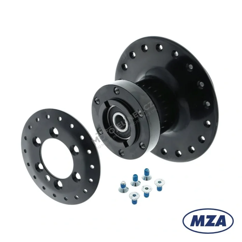 Přední náboj kola pro kotoučovou brzdu, HLINÍK, ČERNÝ (MZA) - Simson