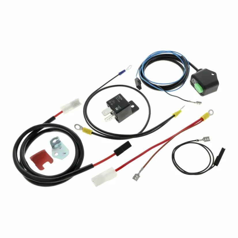 Elektroinstalace, startovací kabel s tlačítkem, startovací tlačítko a 12V spínací relé (MZA) - Simson S51, S70, S53, S83
