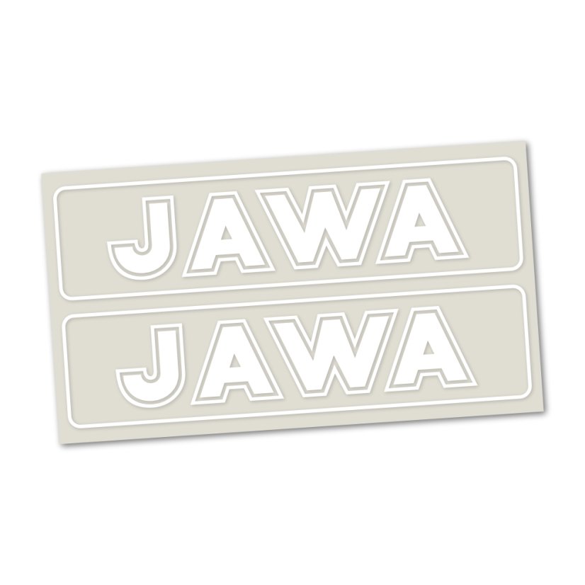 JAWA-Aufkleber (Schriftzug), WEISS "geschnitten" (2 Stk.)