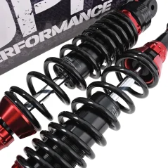 Zadné tlmiče 360 mm, nastaviteľné, ČIERNE / ČERVENÉ, sada 2 ks (DPR PERFORMANCE) – Simson