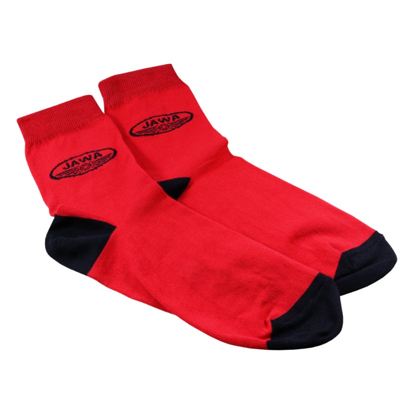 Socken für den echten Motorradfahrer (42-46), ROT - Schwarzes JAWA-Logo