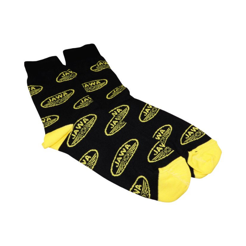 Socken für den echten Motorradfahrer (36-41), SCHWARZ - Gelbe JAWA-Logos