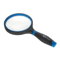 Handheld magnifying glass 100 mm, 3× magnification, rubberised handle GEKO